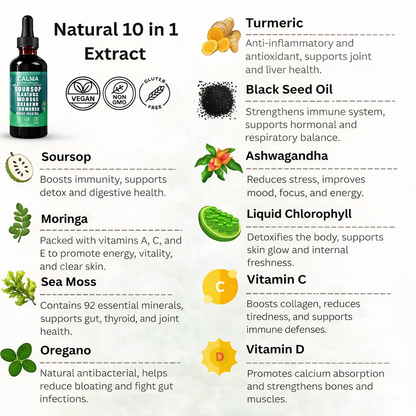 Calma 10-in-1 Soursop Drops for Gut & Energy